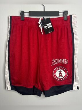New Era Anaheim Angels Mesh Shorts Mens Large Red MLB Baseball NWT